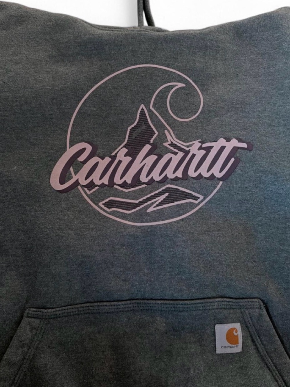 Carhartt Men's Dark Gray Crewneck Sweater with Light grey Logo